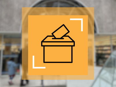 Grafik der forestiller en stemmekasse på biblioteket