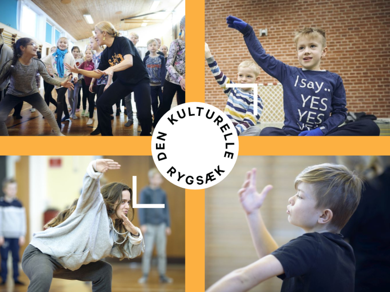 Kollage af billeder af aktive børn, fra Den Kulturelle Rygsæk